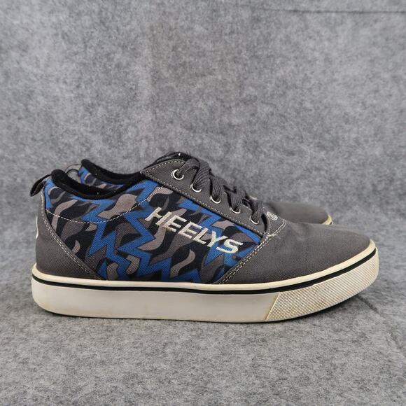 Heelys Shoes Youth 6 Sneakers Print Canvas Lace Up Active Skate Casual Gray Blue - Picture 1 of 12